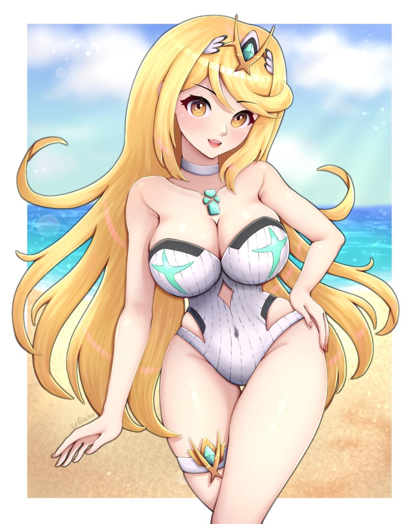 Mythra (Radiant Beach) (Xenoblade) Rule 34 Image