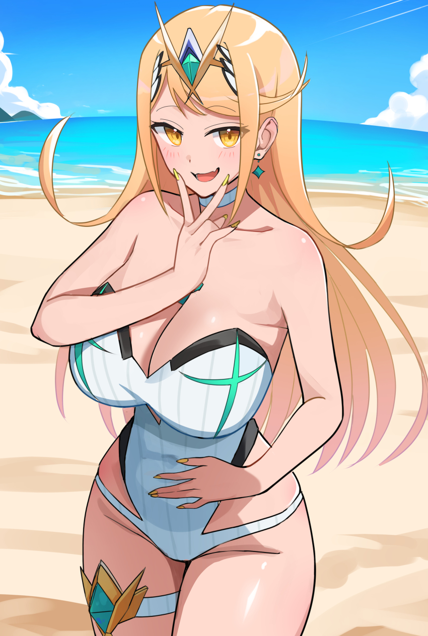 Mythra (Radiant Beach) (Xenoblade) Rule 34 Image