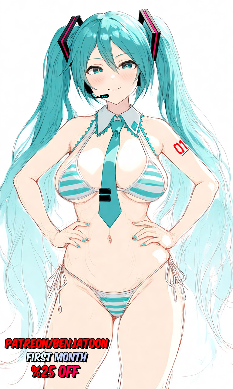 Hatsune Miku (Collared Bikini) Rule 34 Image