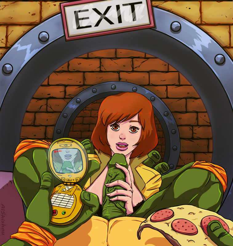 Michelangelo (April O'Neil) Rule 34 Image