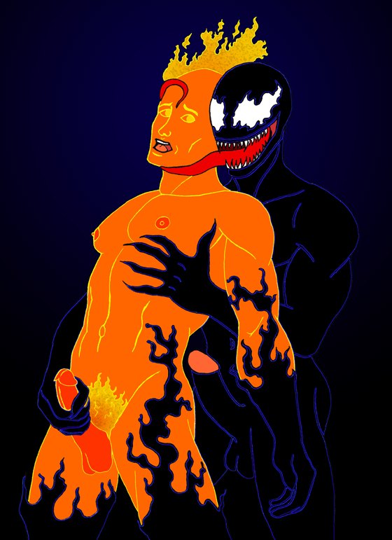 Human Torch (Fantastic Four) Rule 34 Image