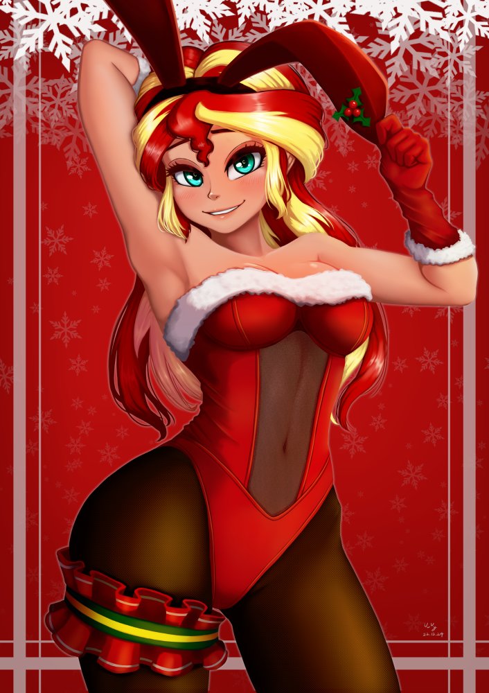 Sunset Shimmer (Christmas) Rule 34 Image