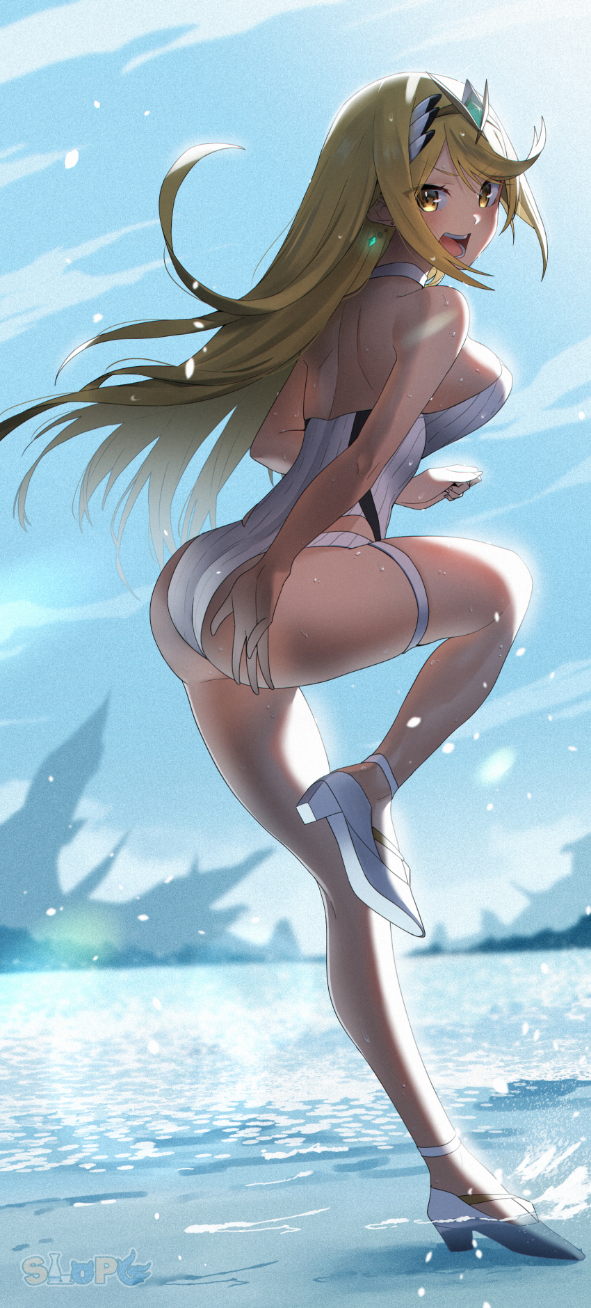 Mythra (Radiant Beach) (Xenoblade) Rule 34 Image