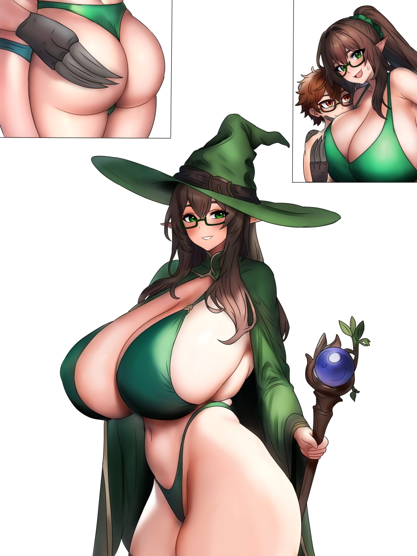 Brown Haired Glasses Elf (Houtengeki) Rule 34 Image